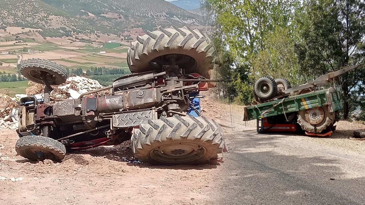Tokat 'ta virajı alamayan traktör devrildi: 1 ölü, 2 yaralı