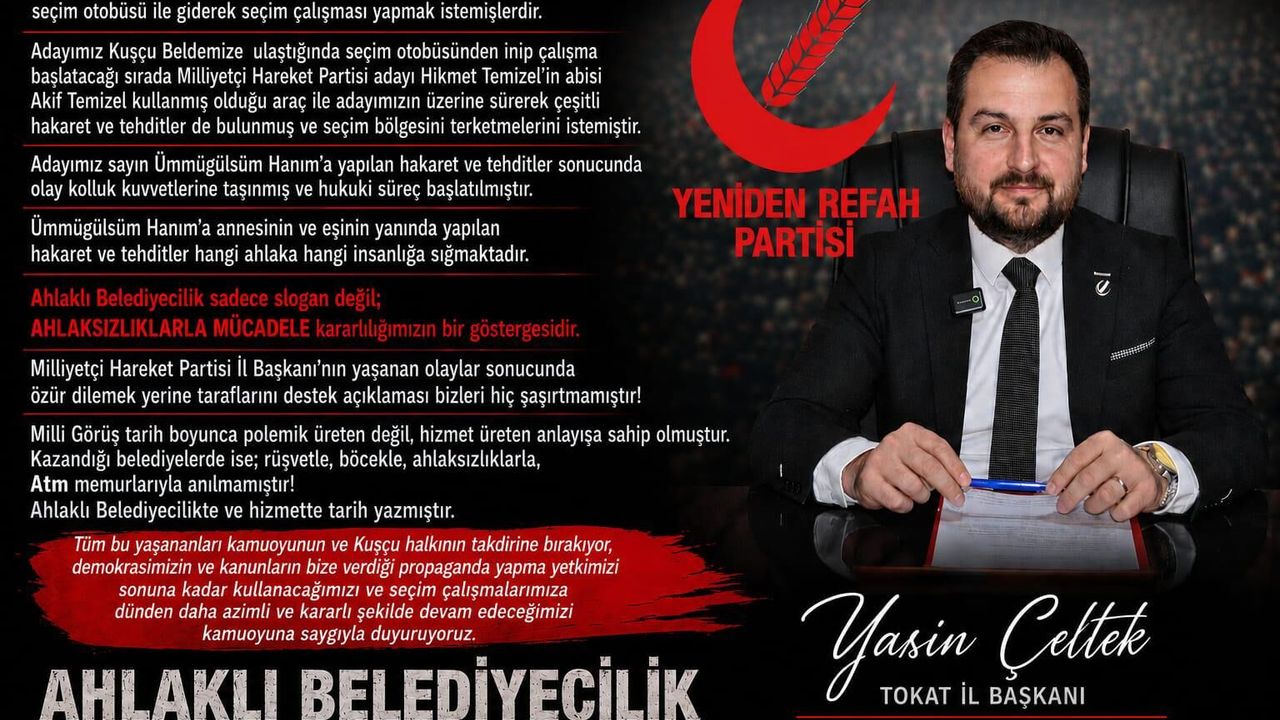 Tokat'ta Seçim Gerginliği! Yeniden Refah Partisi'nden Sert Açıklama