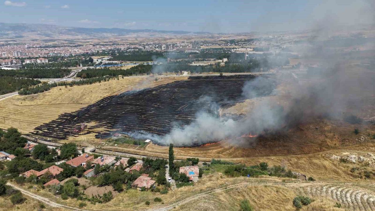 Çorum'da korkutan örtü yangını: 40 dönüm alan zarar gördü