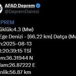Muğla’da 4.3 büyüklüğünde deprem