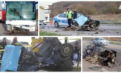 Tokat'a gelen otobüsle kafa kafaya çarpışan otomobil parçalara ayrıldı: 2 ölü, 3 yaralı