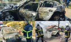 Tokat'ta hareket halindeki otomobil alev alev yandı!