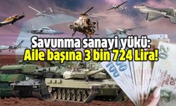 Savunma sanayi yükü: Aile başına 3 bin 724 Lira!