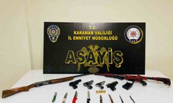 Karaman’da ruhsatsız silahlar ile uyuşturucu ele geçirildi