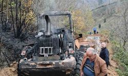 Artvin'de iş makinesi alev aldı