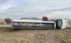 Kırıkkale’de akaryakıt tankeri devrildi: 1 yaralı