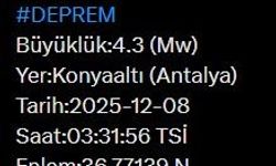 Antalya'da 4.3 büyüklüğünde deprem