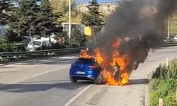 Samsunsporlu Musaba'nın otomobili alev alev yandı, futbolcu yara almadan kurtuldu