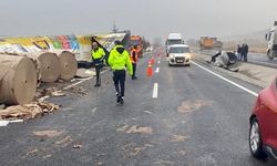 Yaban hayvanı kazaya yol açtı: Devrilen tırın üzerindeki demir plaka başka bir tıra çarptı