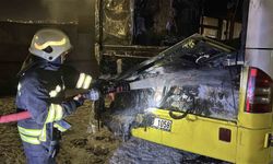 Yozgat'ta özel halk otobüsü yandı