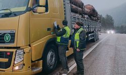 Yüklü araçlar tek tek kontrol edildi