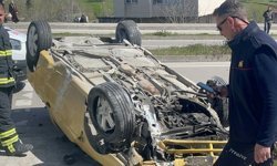 Sinop'ta kontrolden çıkan otomobil takla attı: 1 yaralı