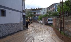 Gümüşhane'de sel nedeniyle bir ev, ahır ve 4 araç zarar gördü