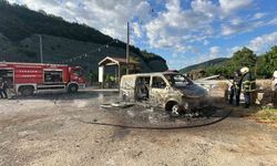 Park halindeki panelvan alevlere teslim oldu