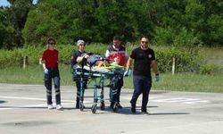 Yüksekten düşen kadının imdadına ambulans helikopter yetişti