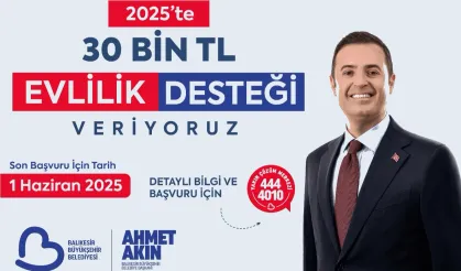 Balıkesir'den 30 bin liralık evlilik desteği