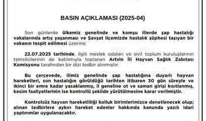 Artvin’de şap hastalığına karşı hayvan hareketleri 30 gün yasaklandı