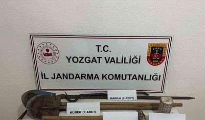 Yozgat’ta Kaçak kazı yapan baba oğula suçüstü yakalandı