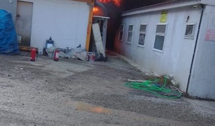Rize'de şantiyede yangın