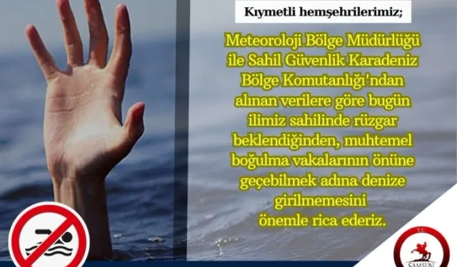 Samsun Valiliği yine uyardı: “Rüzgarlı havada denize girilmemeli”