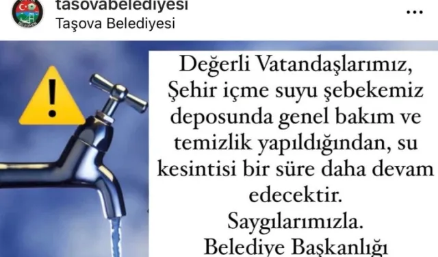 Taşova’da şebeke suyu alarmı: 150’den fazla kişi hastanelik oldu