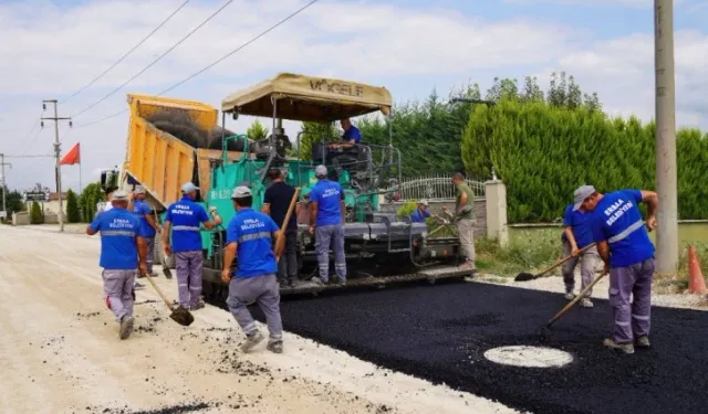 Tokat Erbaa'da sıcak asfalt çalışması