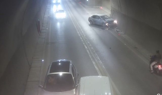 Amasya'da ki kaza anı tünelin güvenlik kamerasına yansıdı