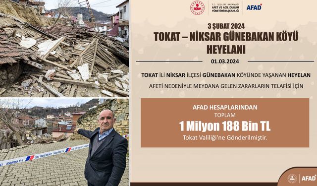 Tokat Niksar Günebakan'a 1 milyon 188 bin lira destek!