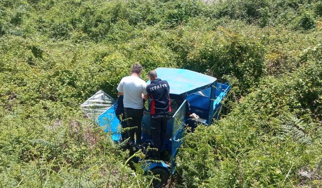 Zonguldak'ta şarampole devrilen tarım aracının sürücüsü öldü