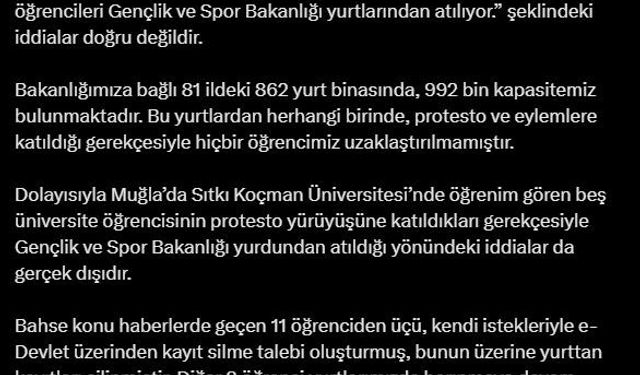 Eylemlere katılan gençlerin yurttan atıldığı iddiasına KYK’dan yalanlama