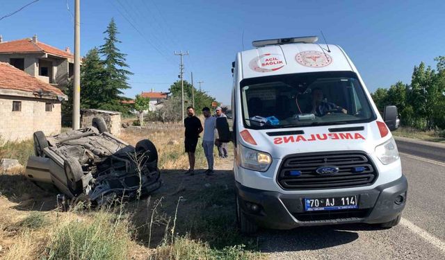 Karaman’da otomobil takla attı: 1 yaralı