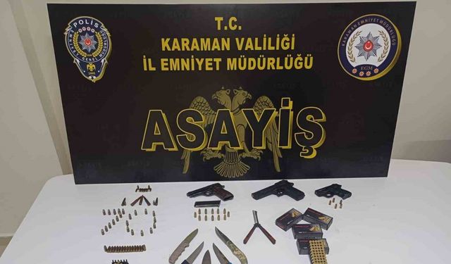 Karaman’da 9 ruhsatsız silah ele geçirilirken, 10 kişi tutuklandı