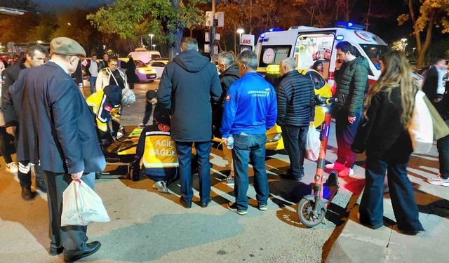Ticari taksiyle çarpışan scooter sürücüsü yaralandı
