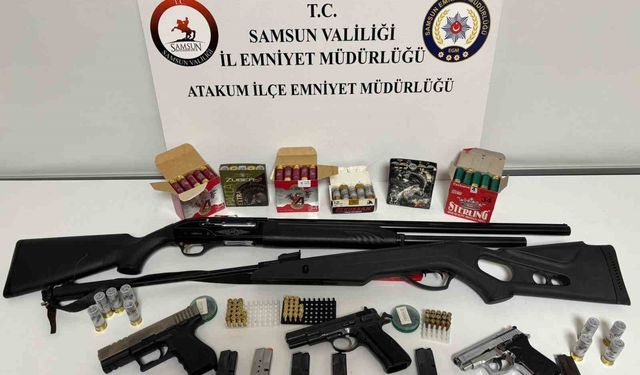 Atakum'da ruhsatsız silah ve mühimmat ele geçirildi