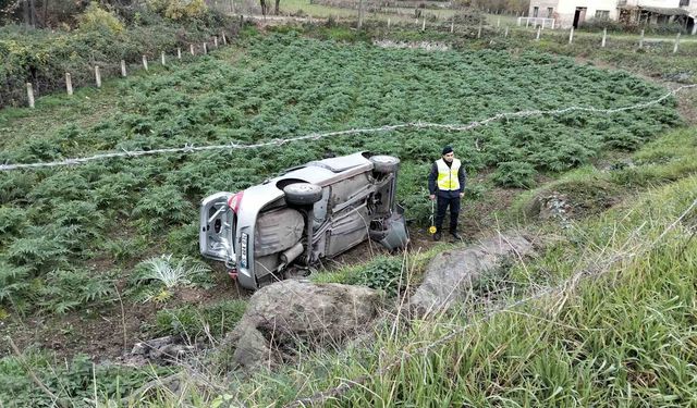 Bafra'da otomobil tarlaya uçtu