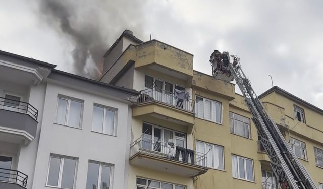 Çatı katındaki kömürlükte yangın paniği