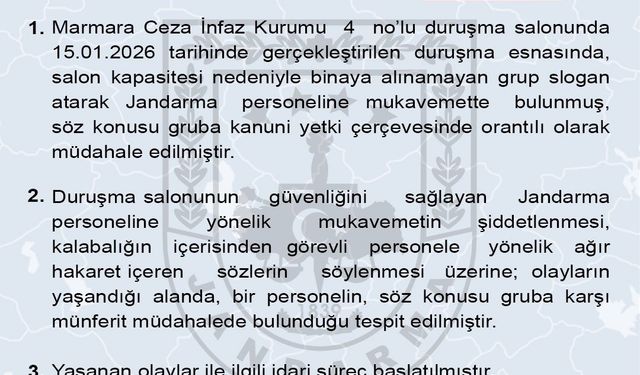 Jandarma Genel Komutanlığı: 'Gruba kanuni yetki çerçevesinde orantılı olarak müdahale edilmiştir'