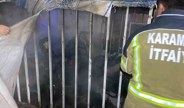 Karaman'da şarja bırakılan elektrikli bisikletler yandı