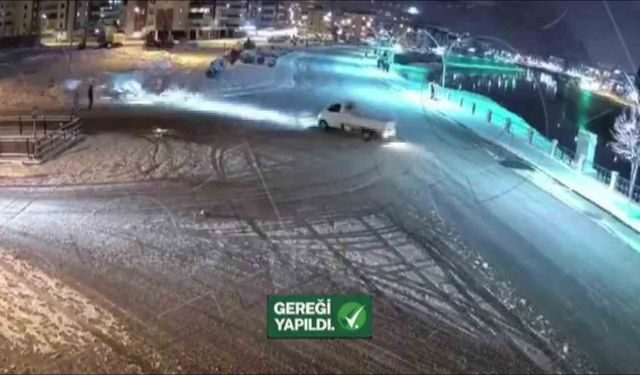 Karda 27 saniye drift yapan kamyonet sürücüsüne ceza yağdı: 58 bin 217 TL ceza, 60 gün trafikten men