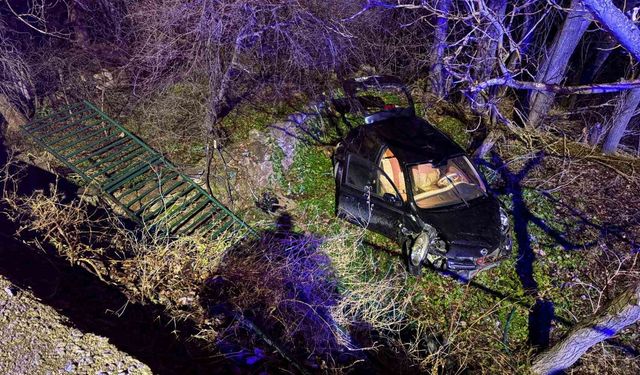 Ehliyetsiz sürücü 5 metrelik bahçe duvarından uçtu: 1 yaralı