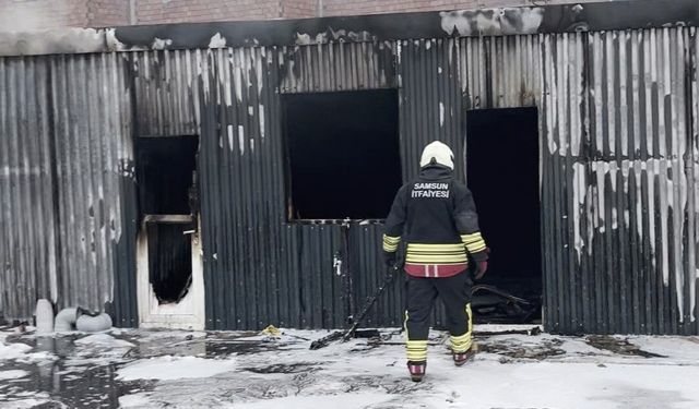 Samsun'da şantiyede yangın