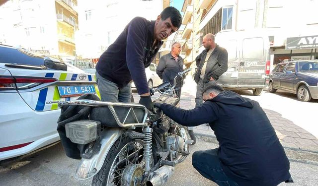 Karaman'da sürücüsünün bırakıp kaçtığı motosikletin şase numarasının kazınmış olduğu belirlendi