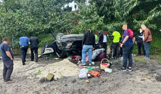 Kediye çarpmamak için manevra yapınca araç plaja uçtu: 4 yaralı