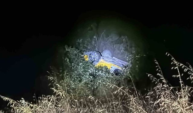 Düzce'de kontrolden çıkan araç şarampole uçup takla attı
