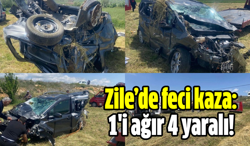 Zile’de feci kaza: 1'i ağır 4 yaralı!