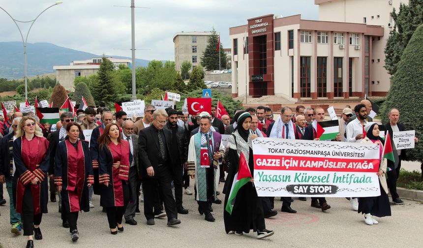Tokat Gaziosmanpaşa Üniversitesi İsrail'in zulmüne karşı sesini yükseltti