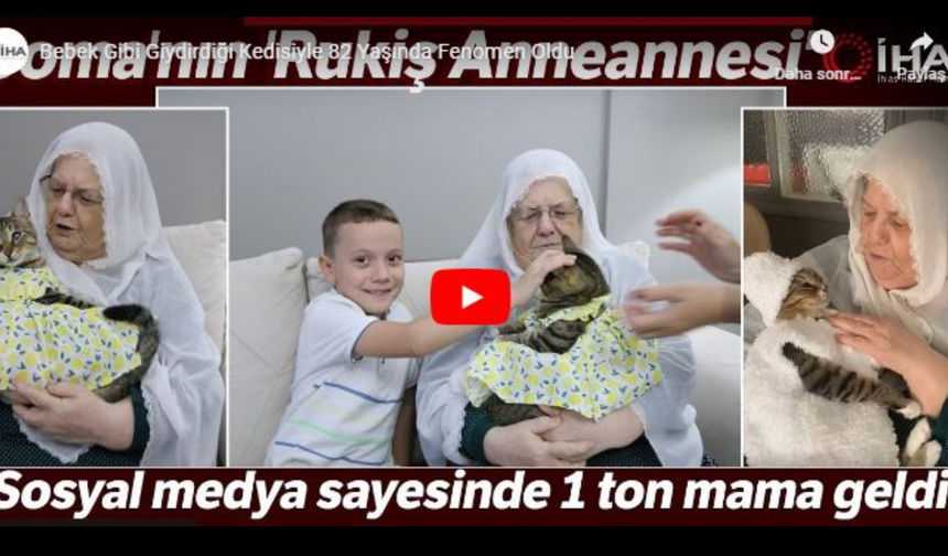 82 yaşındaki Rukiye Nine ve bebek gibi giydirdiği kedisi Tülin fenomen oldu!