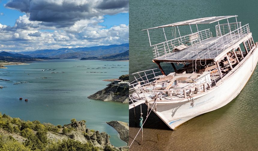 Kuraklık, Almus Barajı'ndaki batık gemiyi ortaya çıkardı!