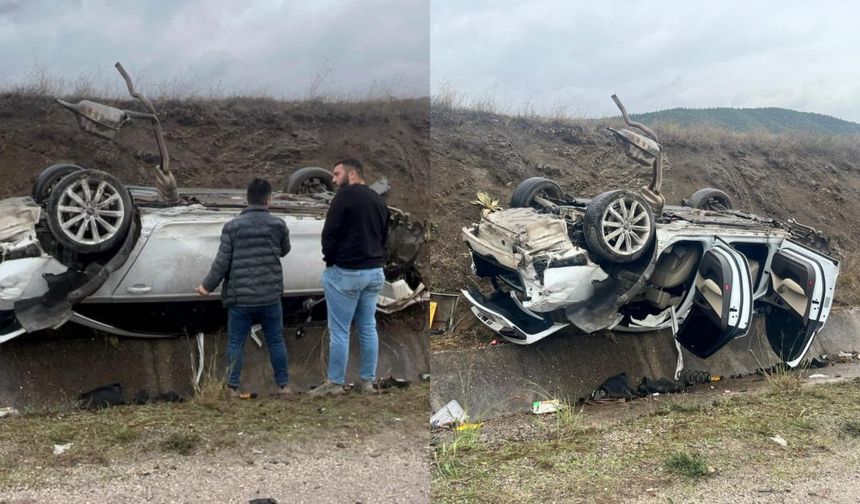 Tokat'ta takla atan lüks araç hurda yığınına döndü!