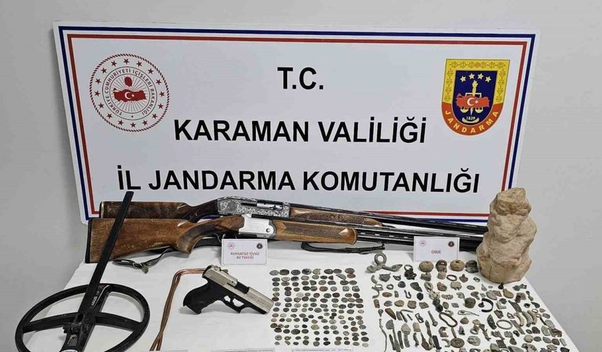 Karaman’da jandarmanın uygulamalarında tarihi eserler ele geçirildi